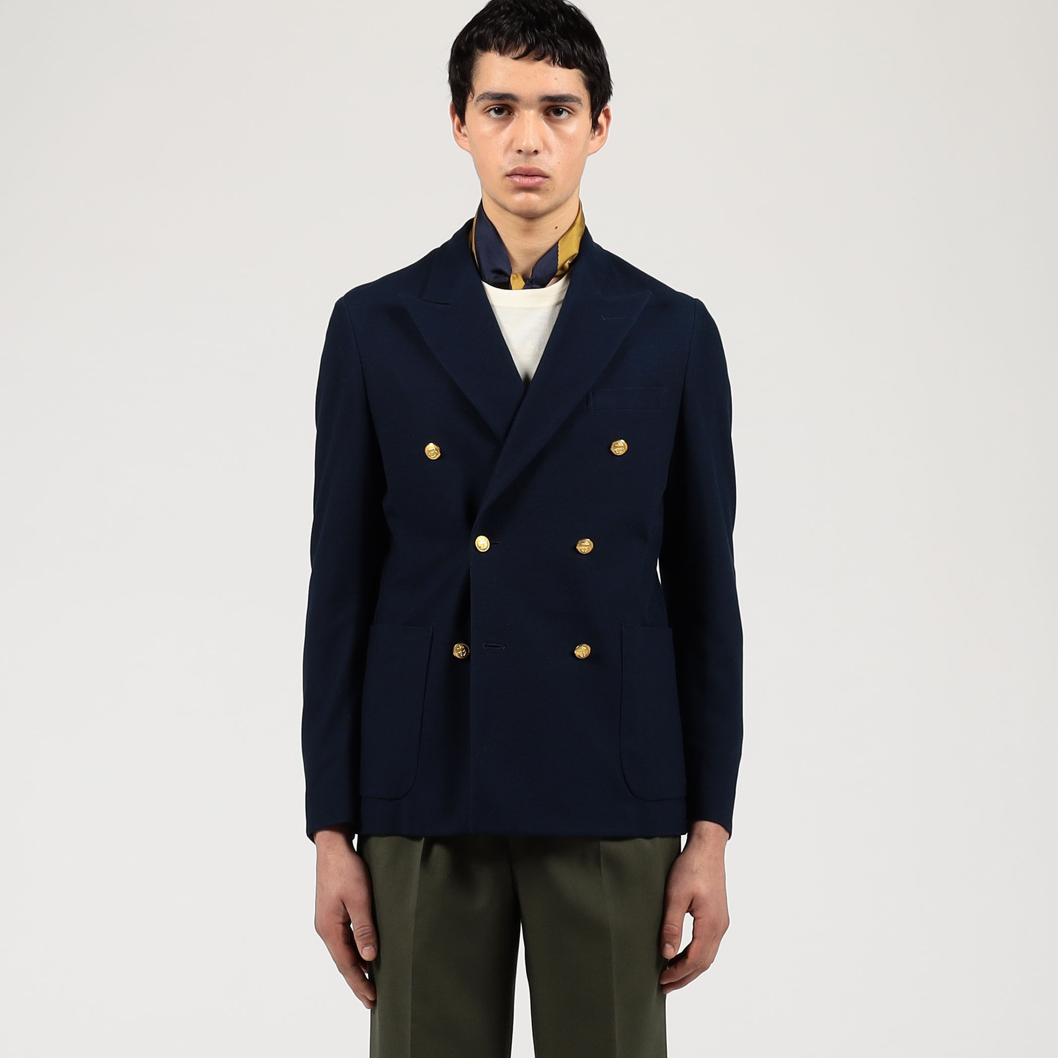 □コットンダブルニット ダブルブレステッド6Bブレザー DONDY