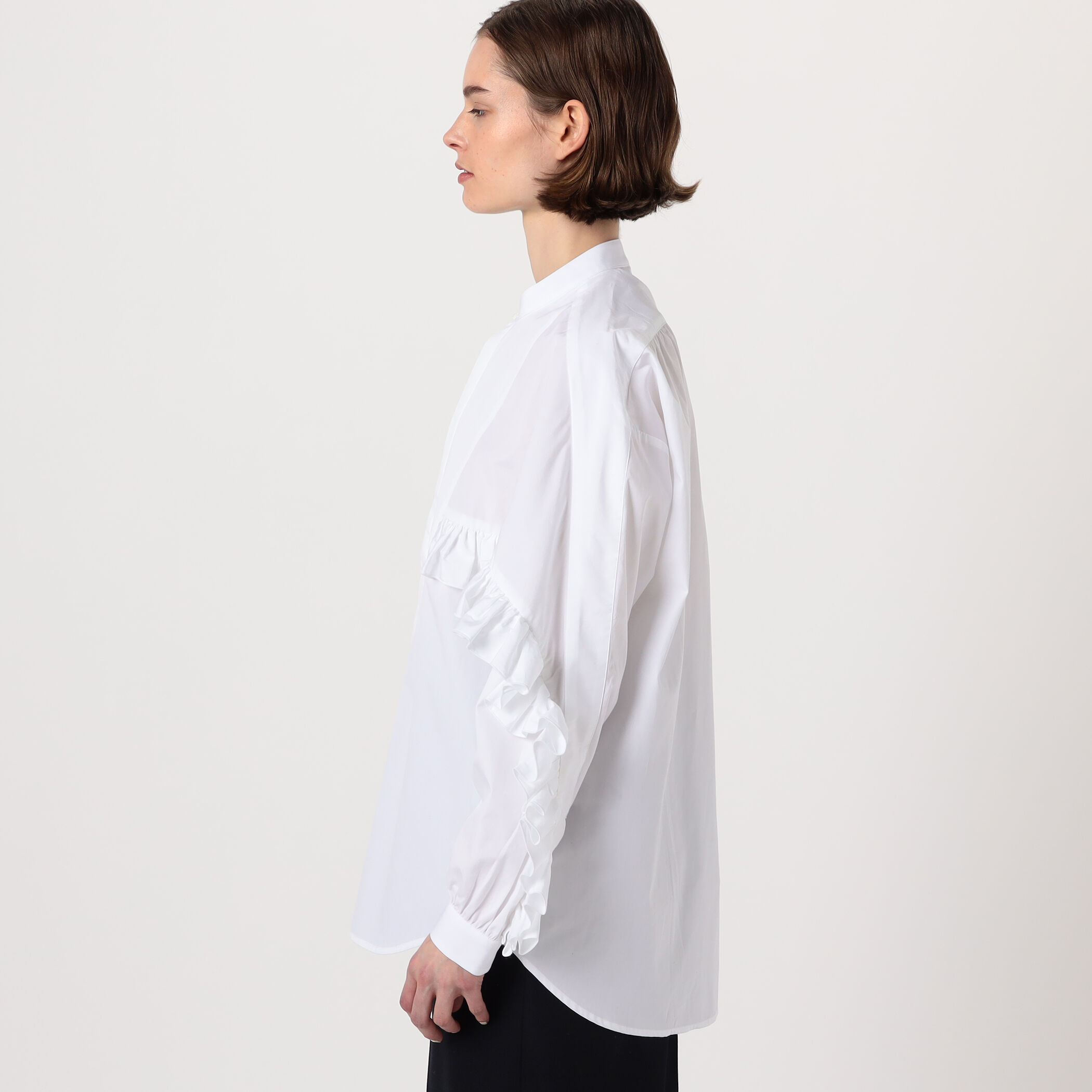 美品 BOURRIENNE PARIS X ブリエンヌ フリルシャツ ネイビー