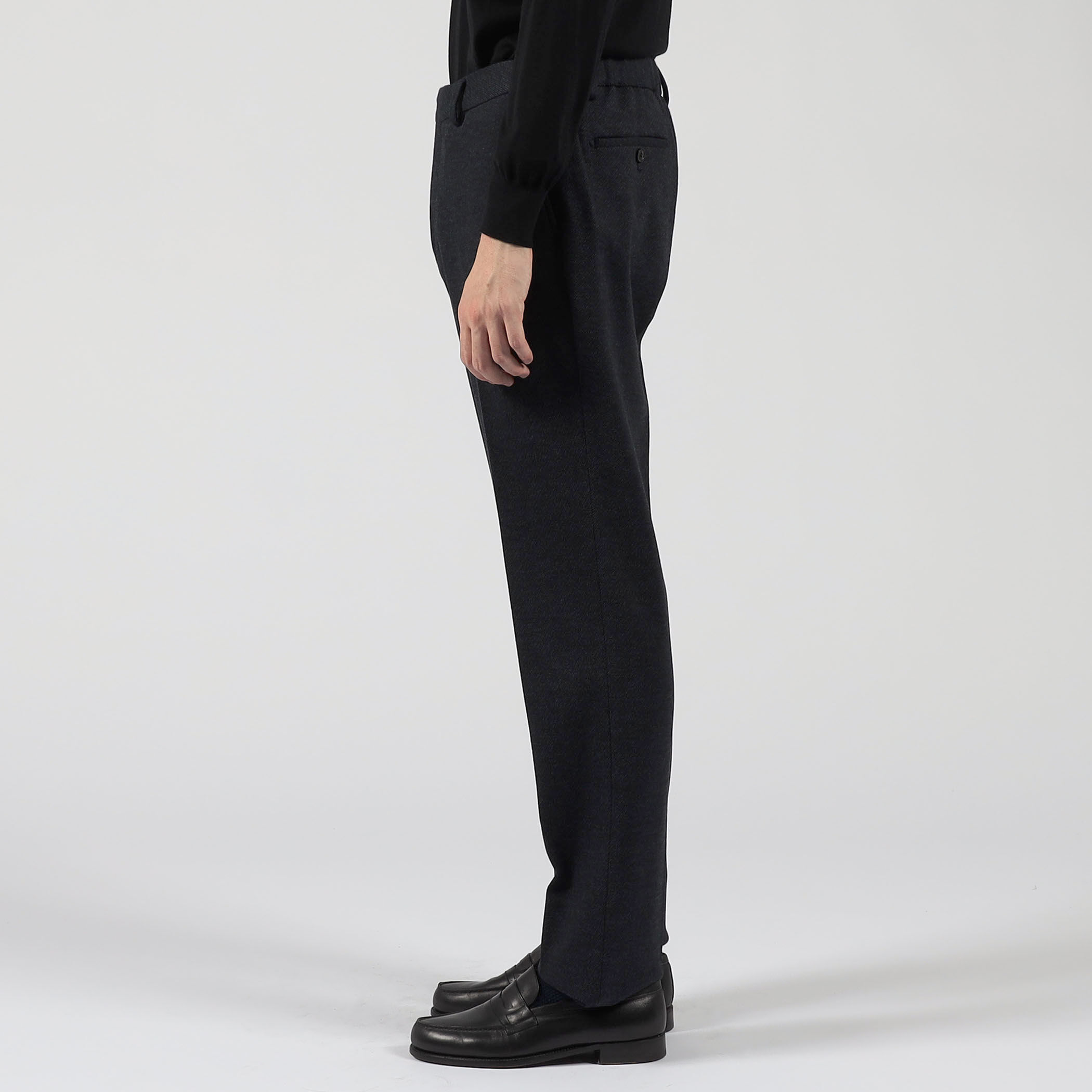 ウールコットン ダブルジャガード ノープリーツシャーリングパンツ