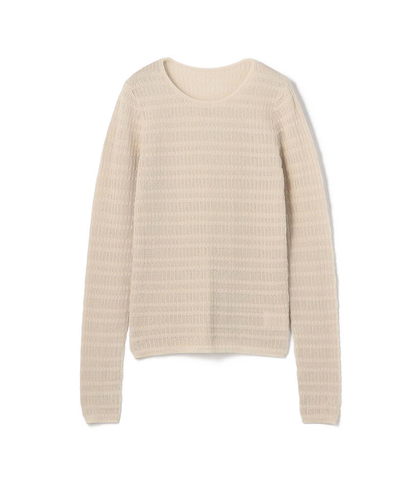 コットンポリエステルアセテートリブ ラウンドネックプルオーバー