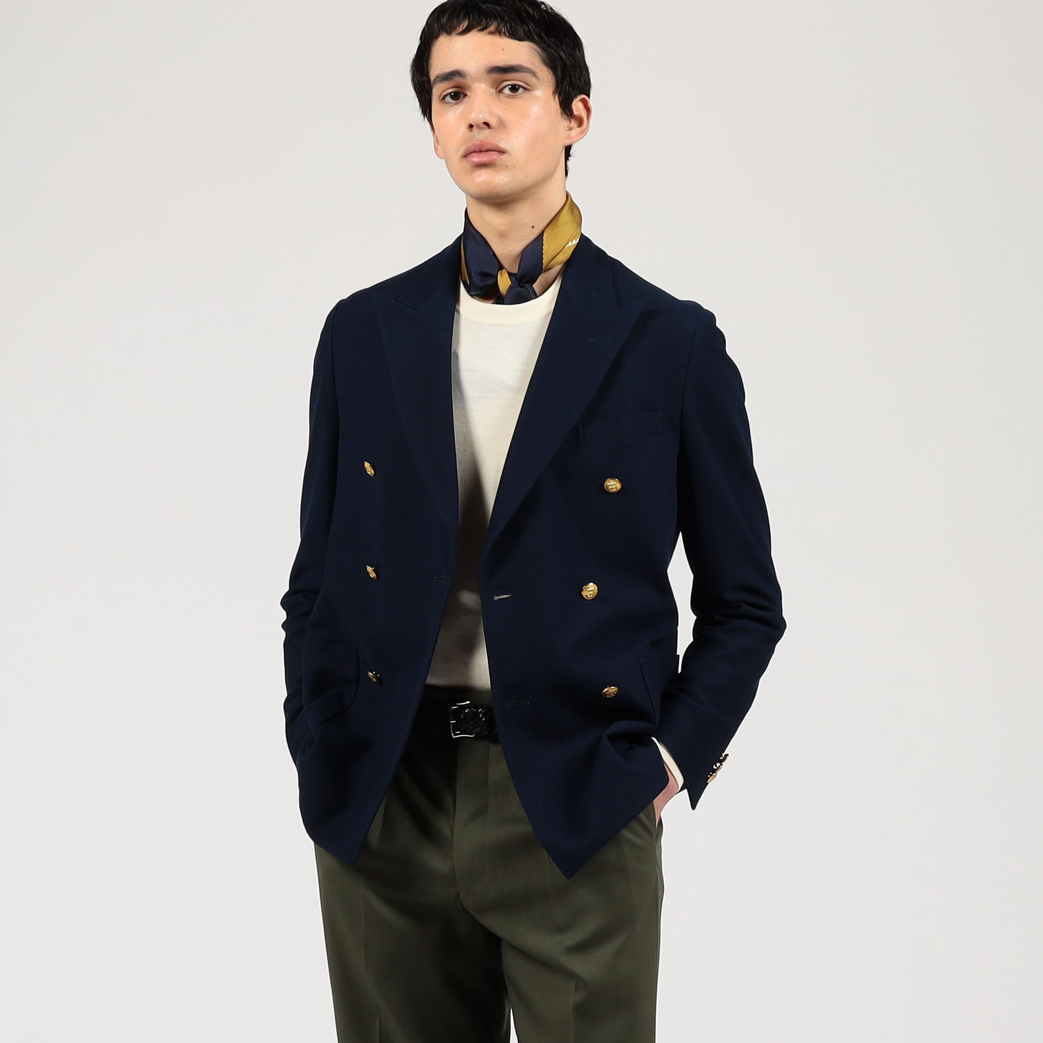 □コットンダブルニット ダブルブレステッド6Bブレザー DONDY