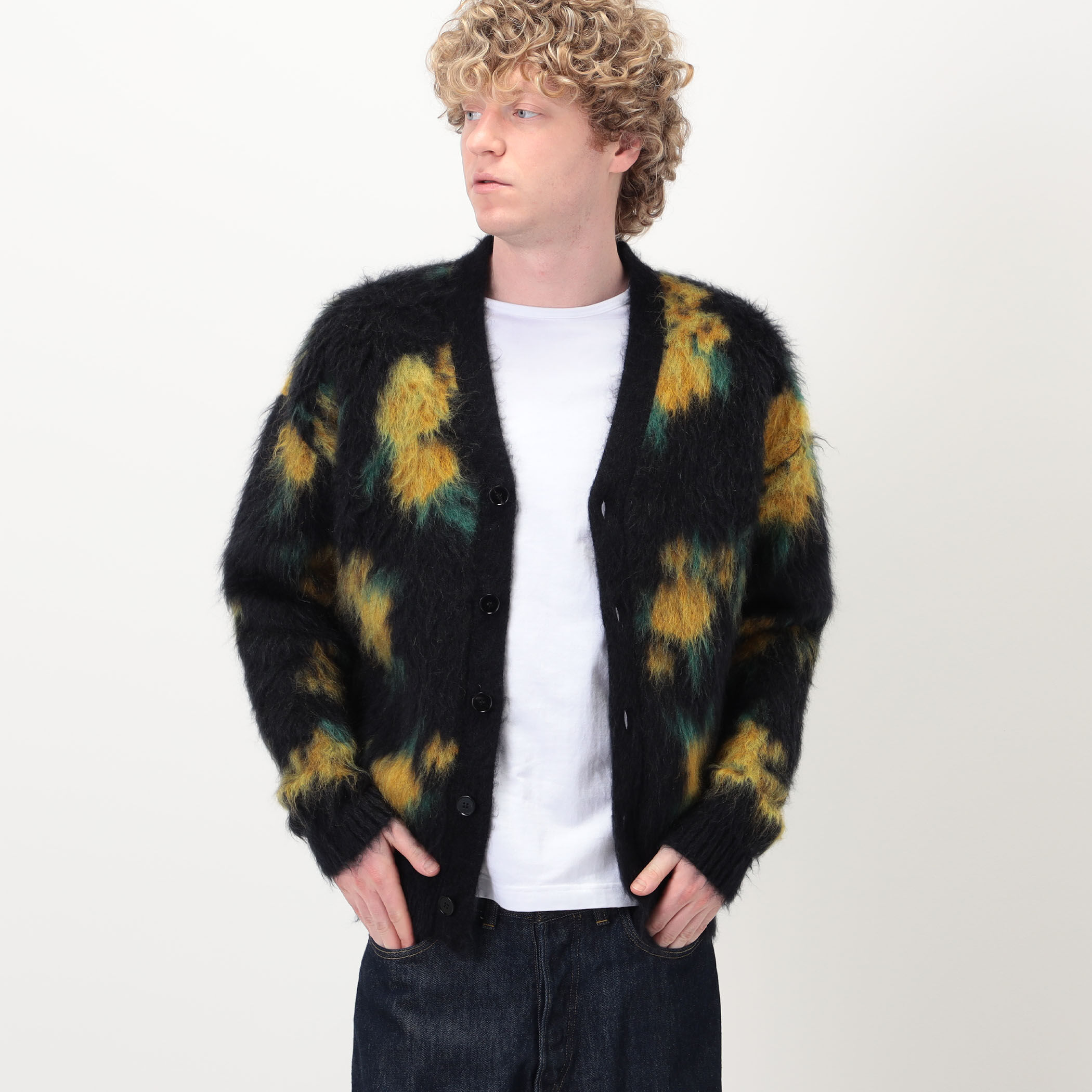 JIL SANDER MOHAIR SILK FLORAL DOUBLE FACE JACQUARD KNIT