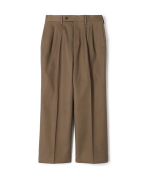 コットンレーヨン 2プリーツ ワイドストレート バレルパンツ