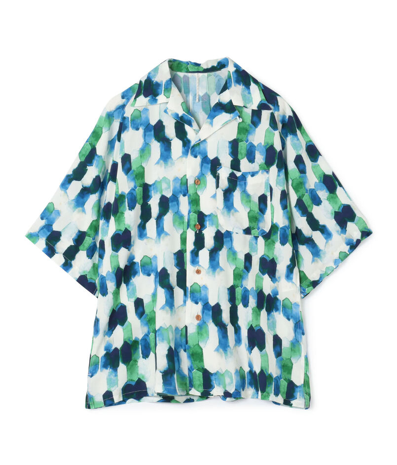 【別注】m's braque レーヨン オープンカラー ハーフスリーブシャツ
