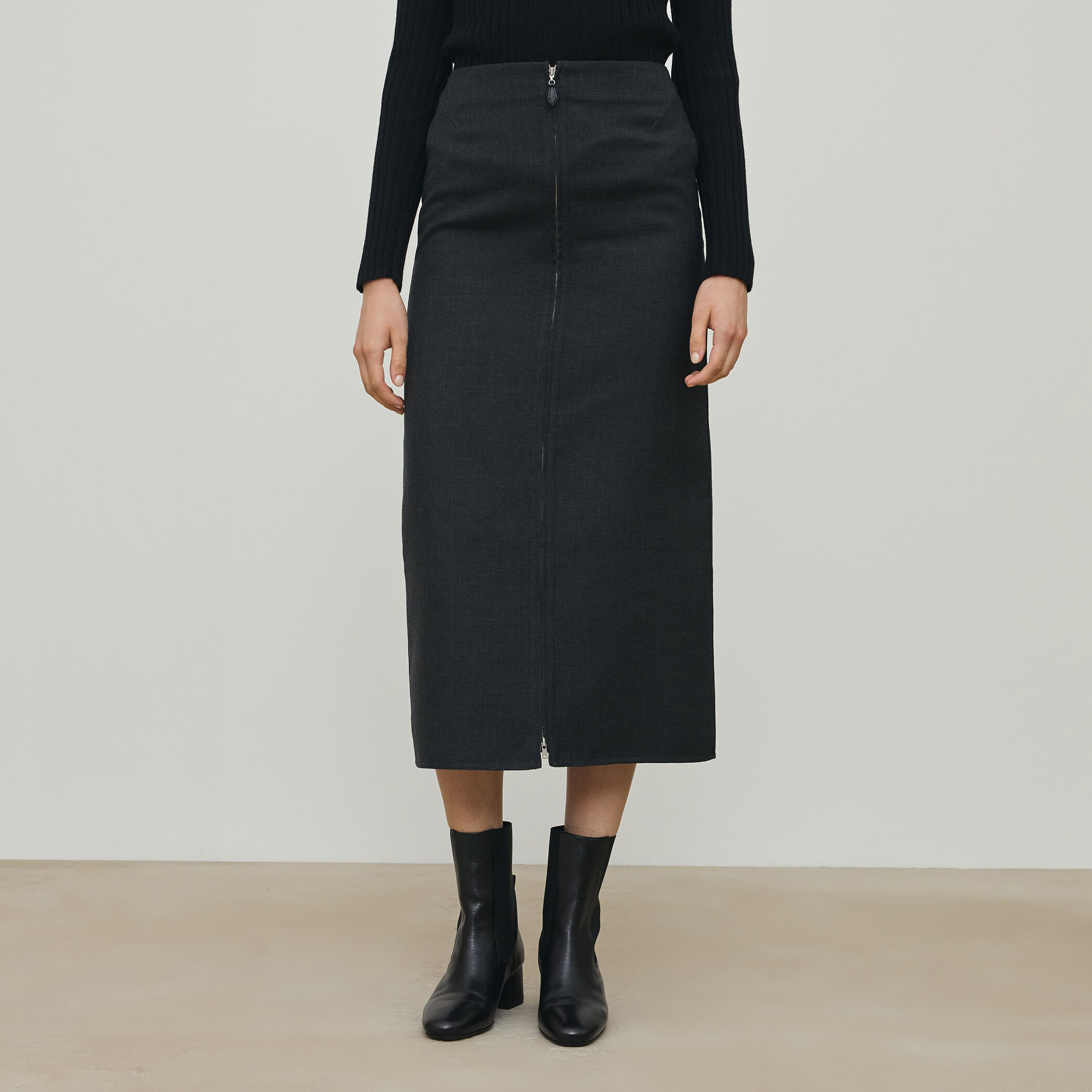 ダブルフェイスツイル ダブルジップ タイトスカート｜トゥモローランド