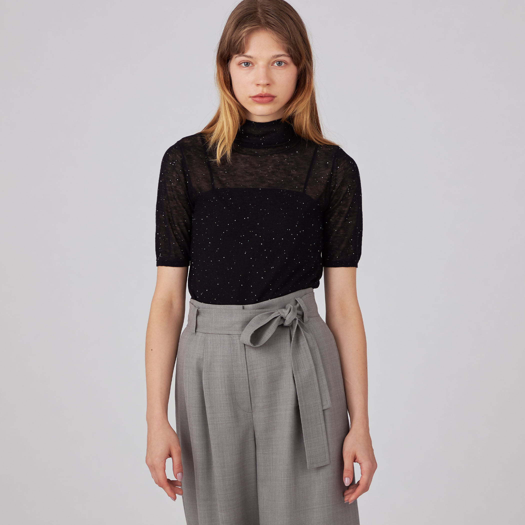 BALLSEY / 24AW/ミニスパンコールハーフスリーブプルオーバー/S/ウール/GRY/11-02-44-02206 ミニスパンコール ハーフスリーブプルオーバー｜トゥモローランド 公式通販