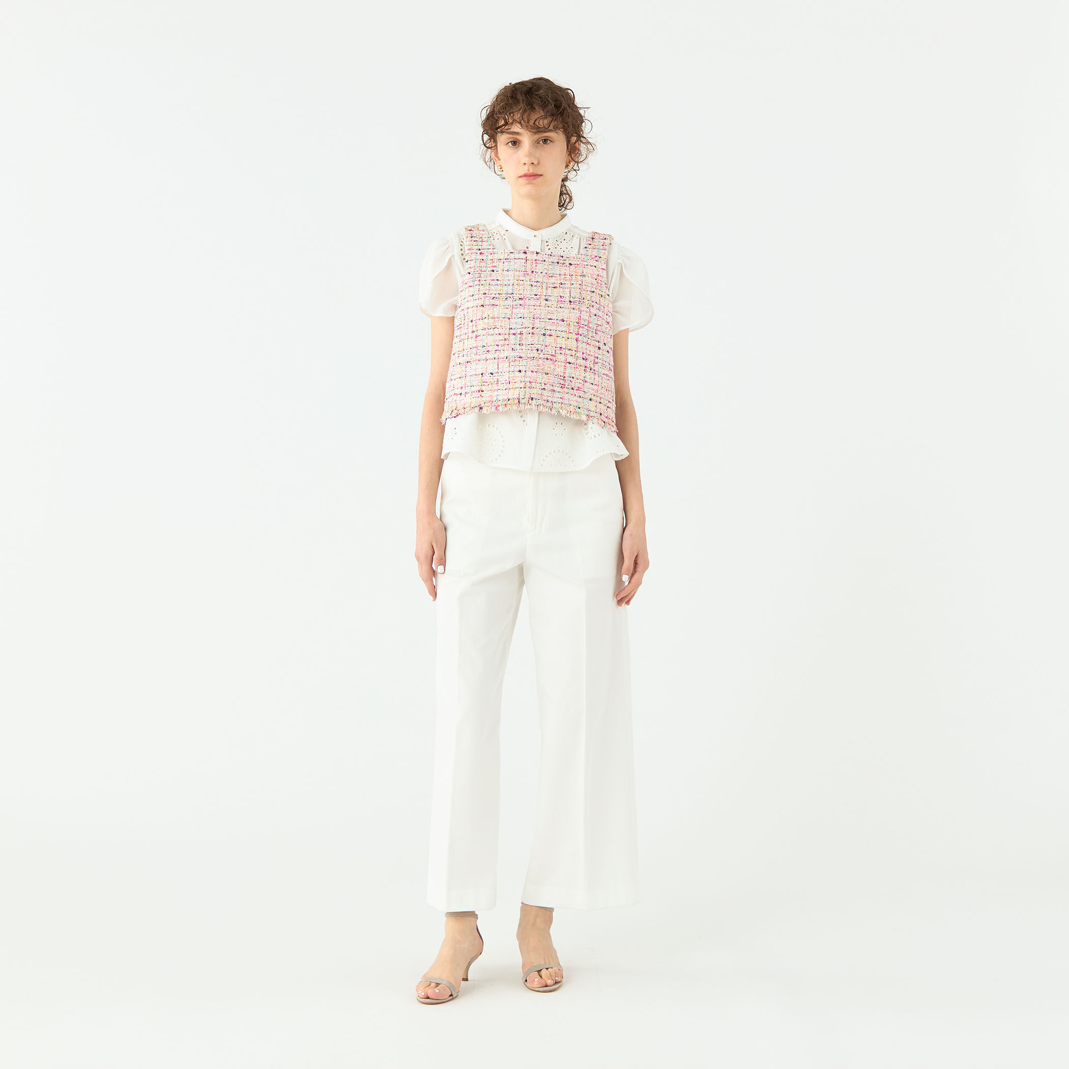 コロレファンシーツイード スクエアネックトップス｜トゥモローランド