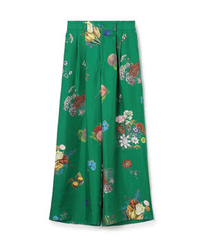 シルク BOUQUETプリント 2タックワイドパンツ