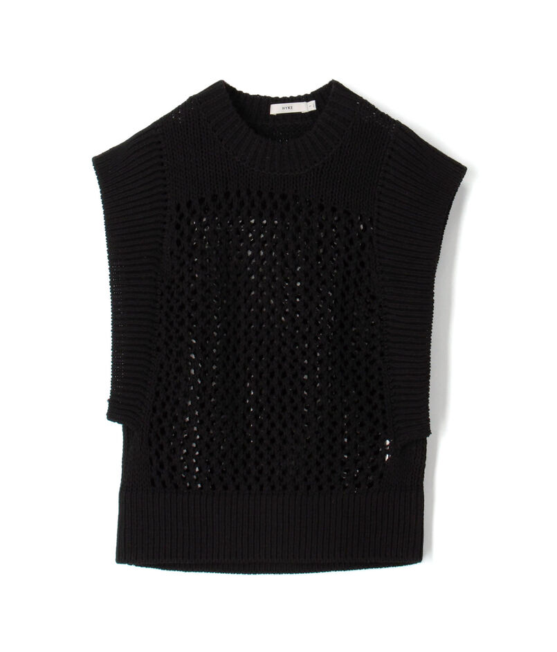 HYKE CROCHET SLEEVELESS KNIT クロシェ スリーブレスニット