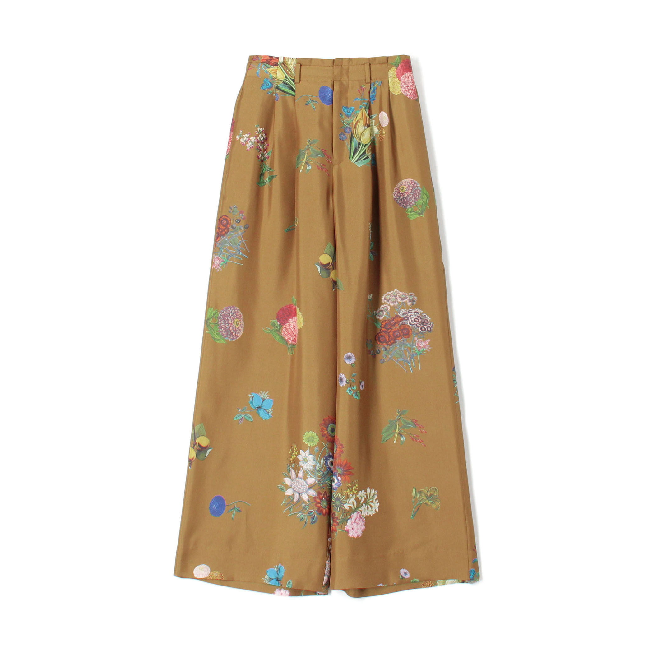 シルク BOUQUETプリント 2タックワイドパンツ｜トゥモローランド 公式