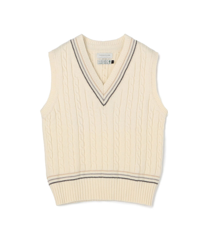 【別注】RICHMOND KNITWEAR ウールケーブル Vネックベスト
