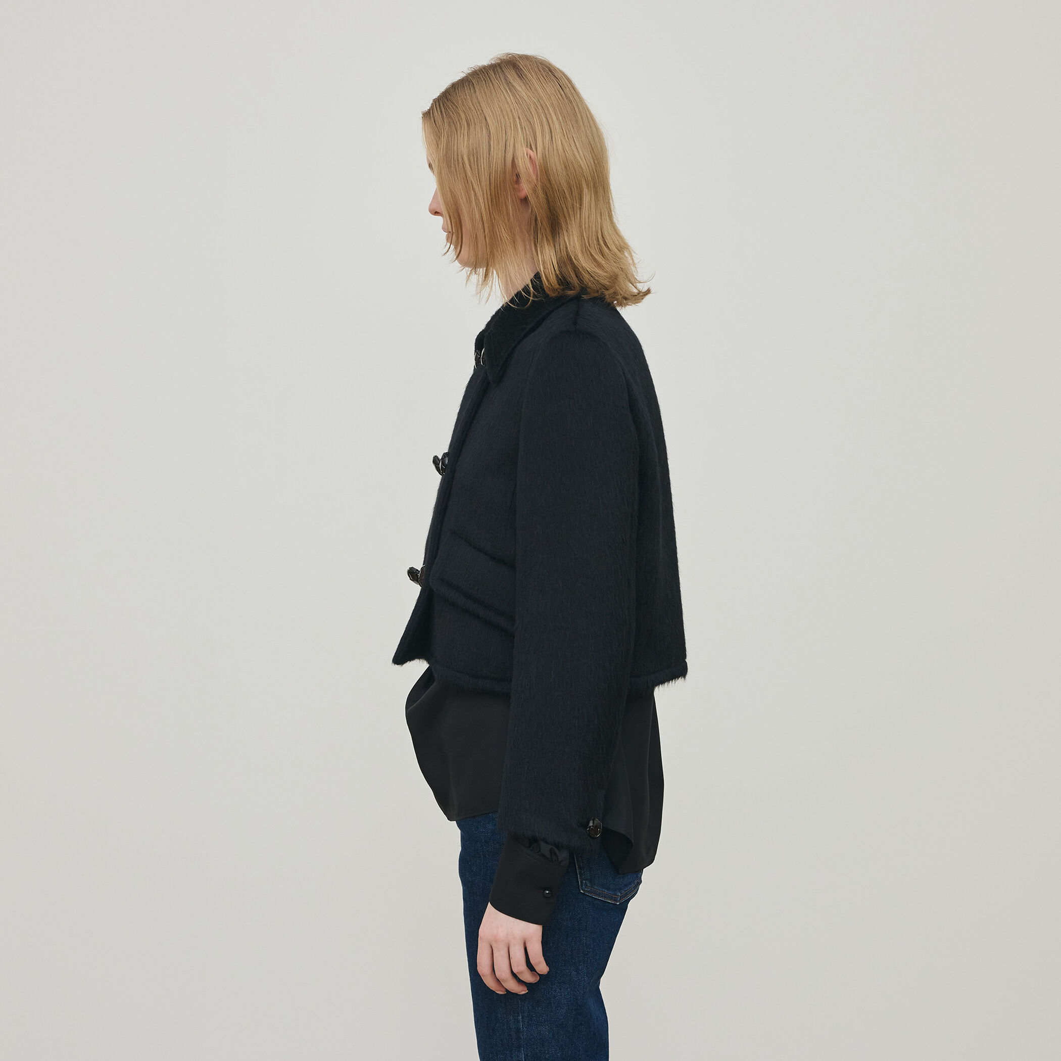 スーリーアルパカブラックシャギー ショートジャケット