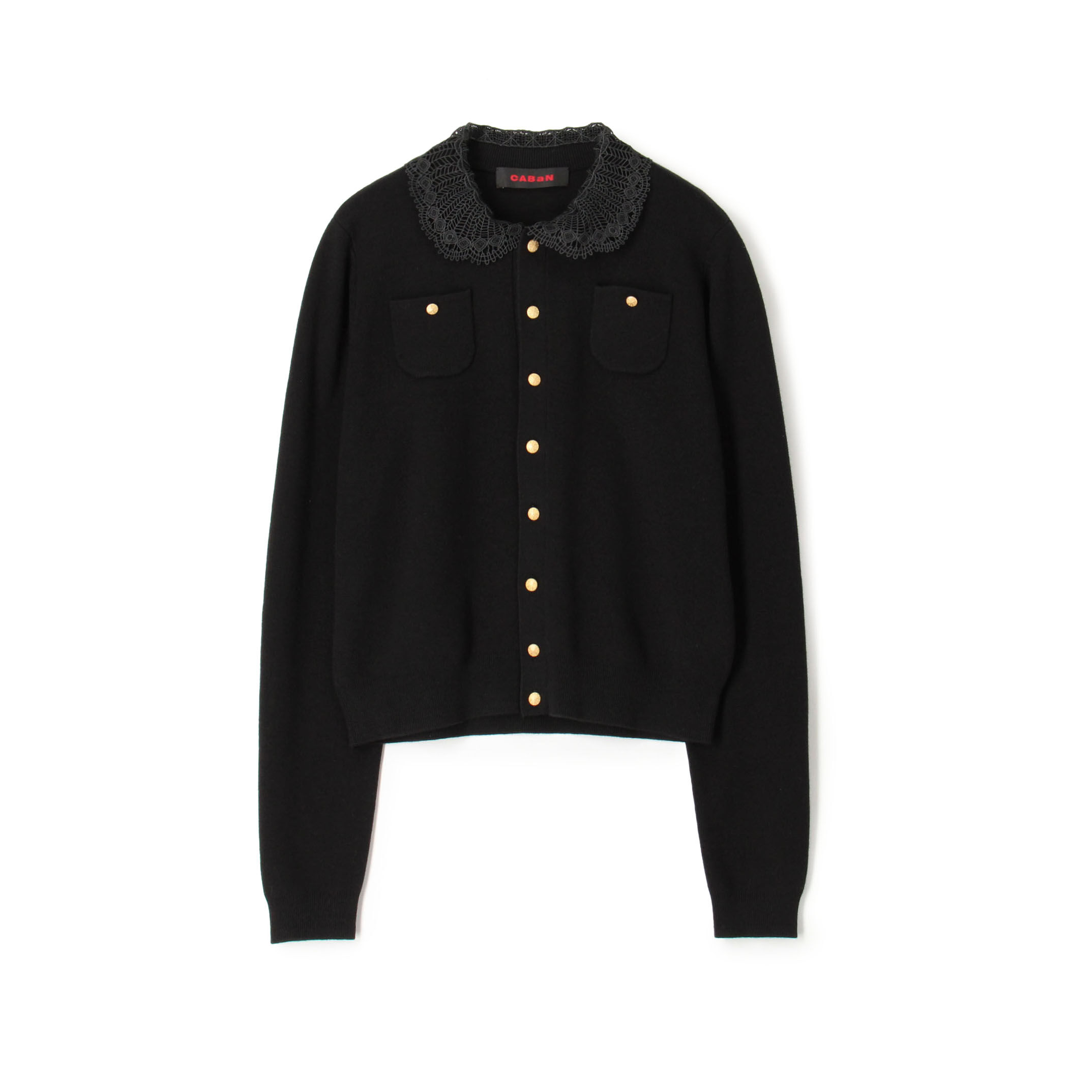 CABaN キャバン コットンカシミヤ レースコンビカーディガン 白 美品 caban（キャバン）の「□□□CABaN コットンカシミヤ レース
