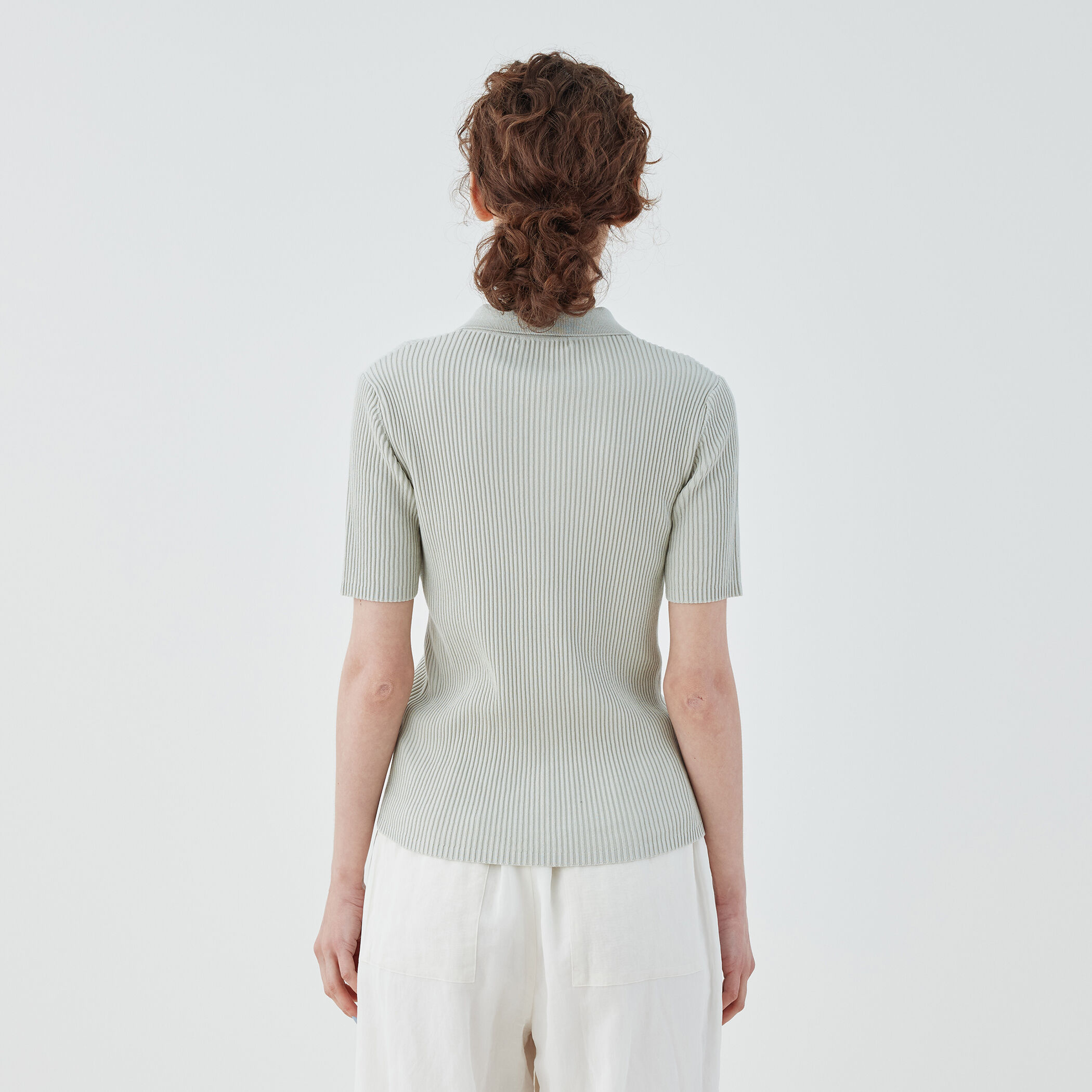 新品 今季 GALERIE VIE ギザコットンリブ ポロカラープルオーバー ギザコットンリブ ポロカラープルオーバー（ニット/セーター