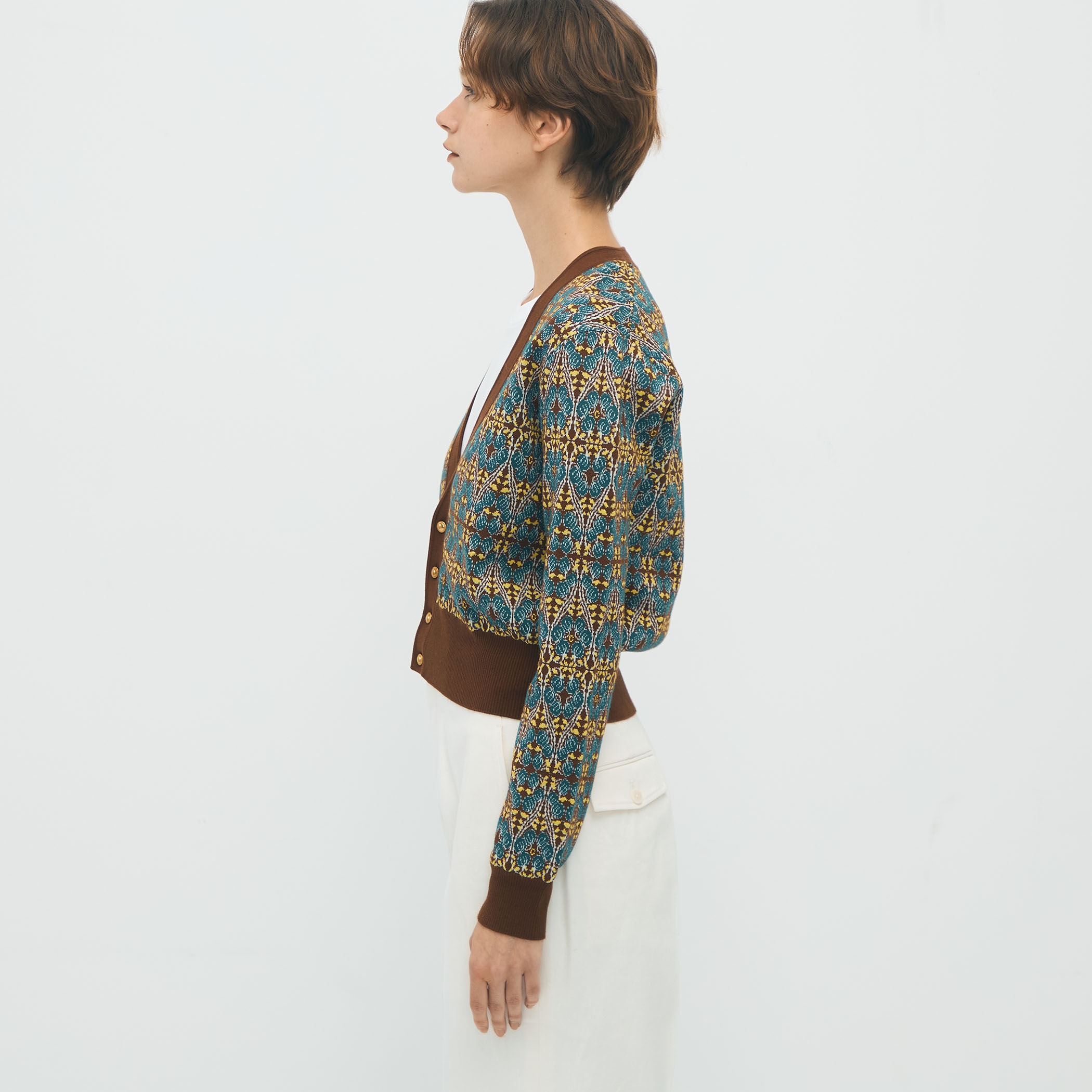 【新品未使用】CABaN リーフジャカード Vネックカーディガントゥモローランド 新品未使用】CABaN リーフジャカード Vネックカーディガン