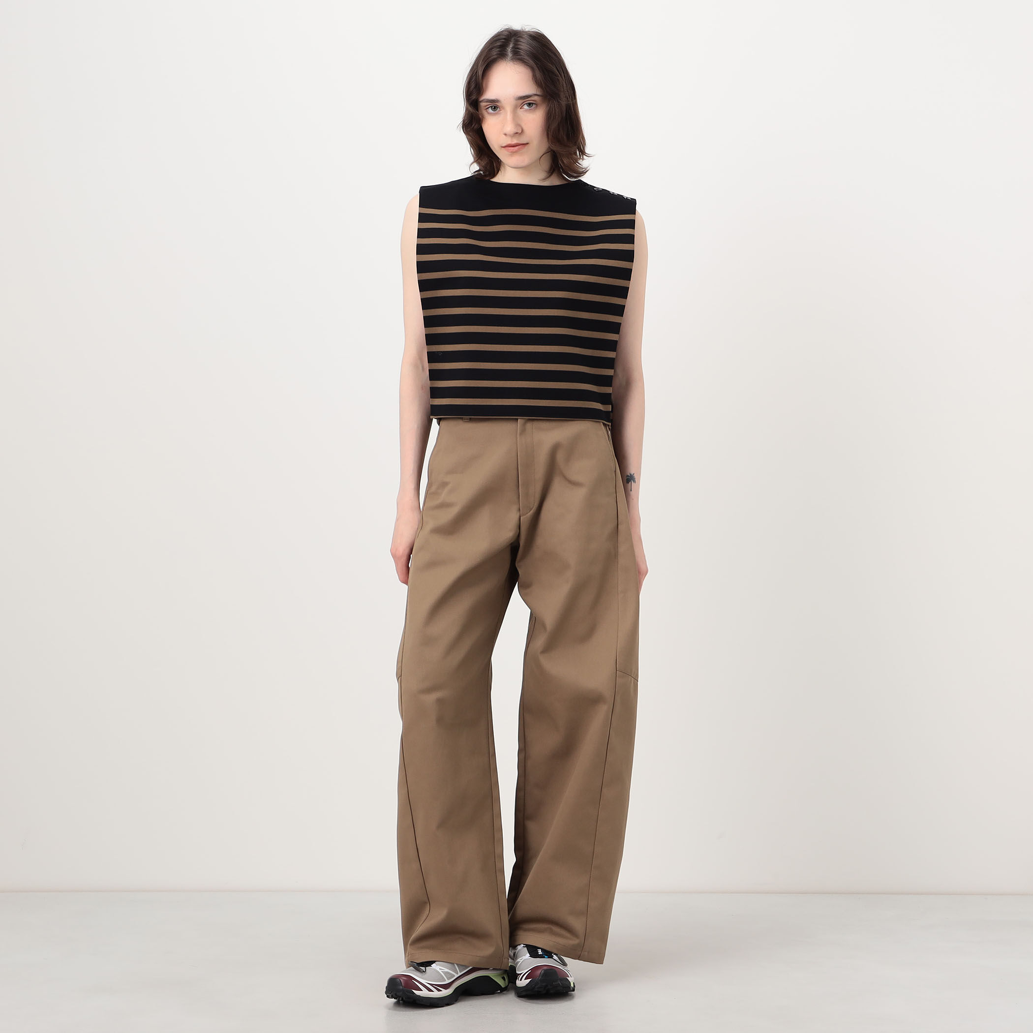 HYKE T/C BARREL-LEG WORK PANTS バレルレッグ ワークパンツ