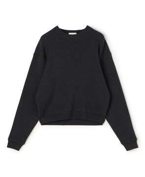 ウールポリエステルストレッチリブ クルーネックプルオーバー