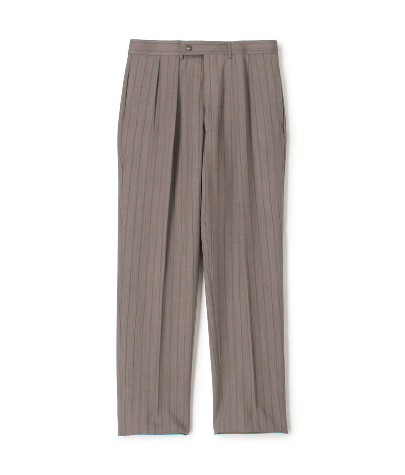CARUSO ウール ストライプ 2プリーツスラックス