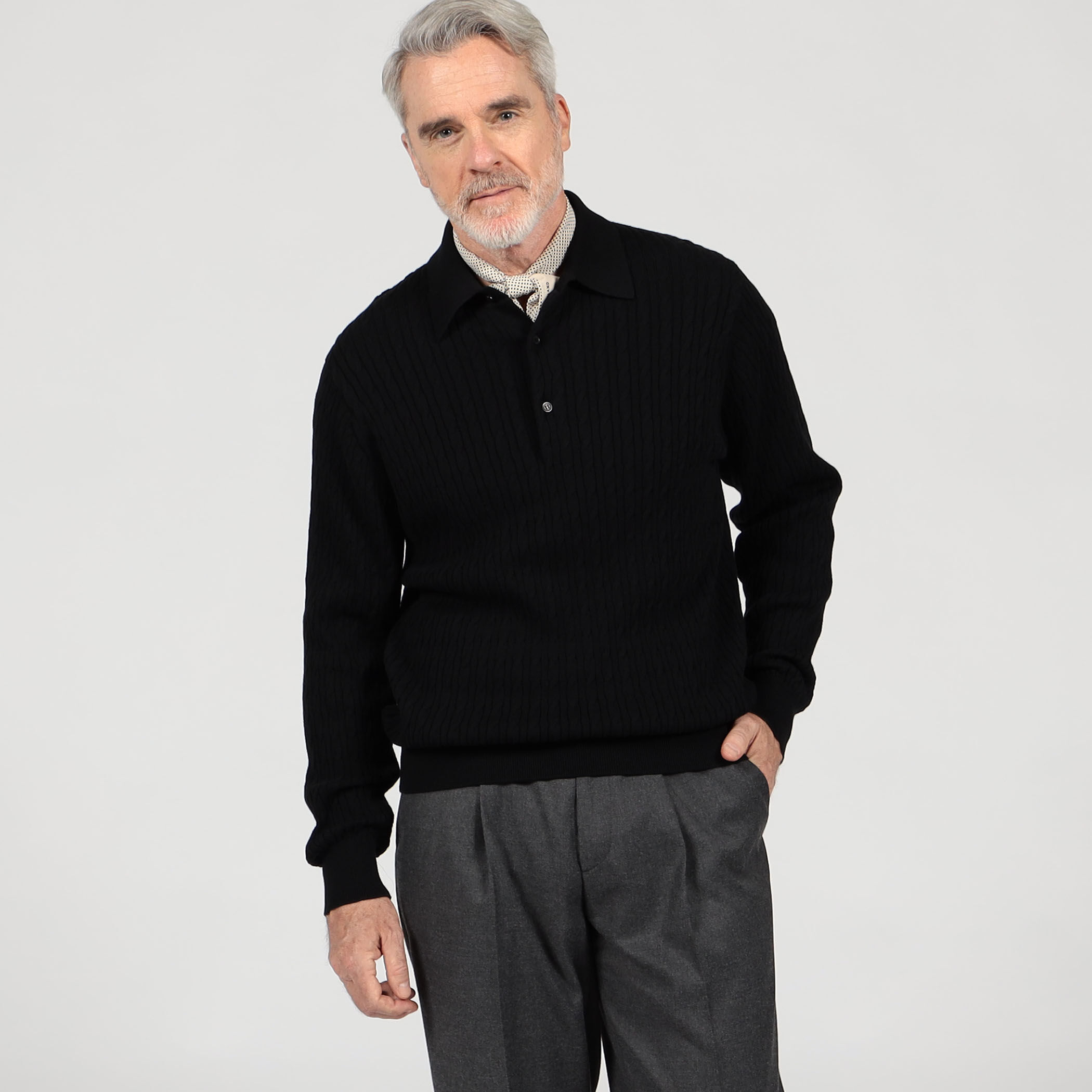 ドゥロワー ショルダー アランニット ケーブル編み モカブラウン ドゥロワー ショルダー アランニット ケーブル編み モカブラウン