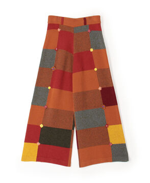 YANYAN CHECK LONG PT ニットパンツ