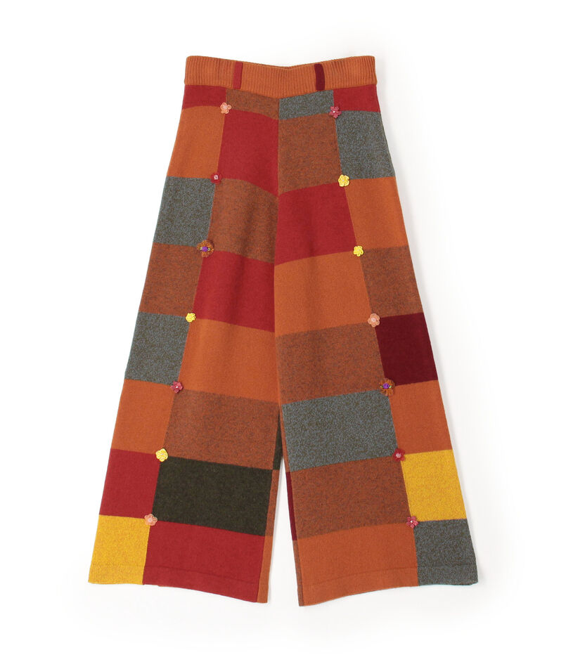 YANYAN CHECK LONG PT ニットパンツ