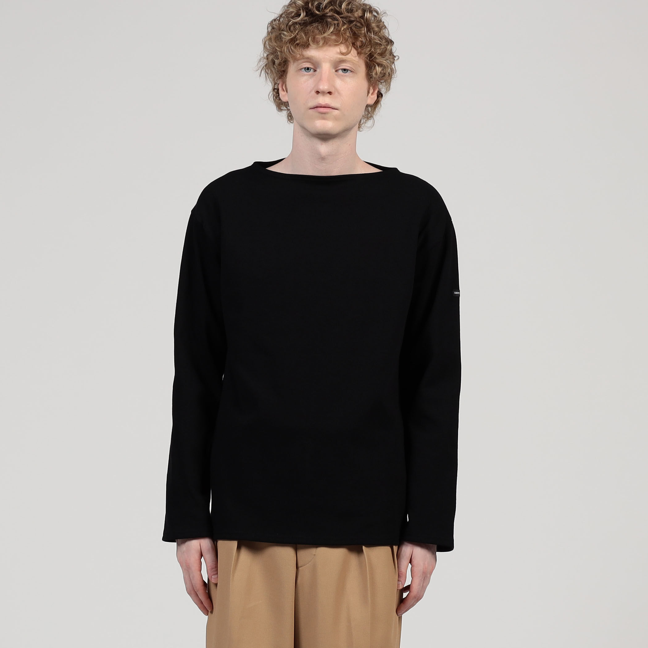 SAINT JAMES OUESSANT SOLID コットン ボートネックプルオーバー