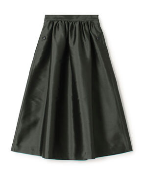 シルクポリエステルツイル ギャザーロングスカート