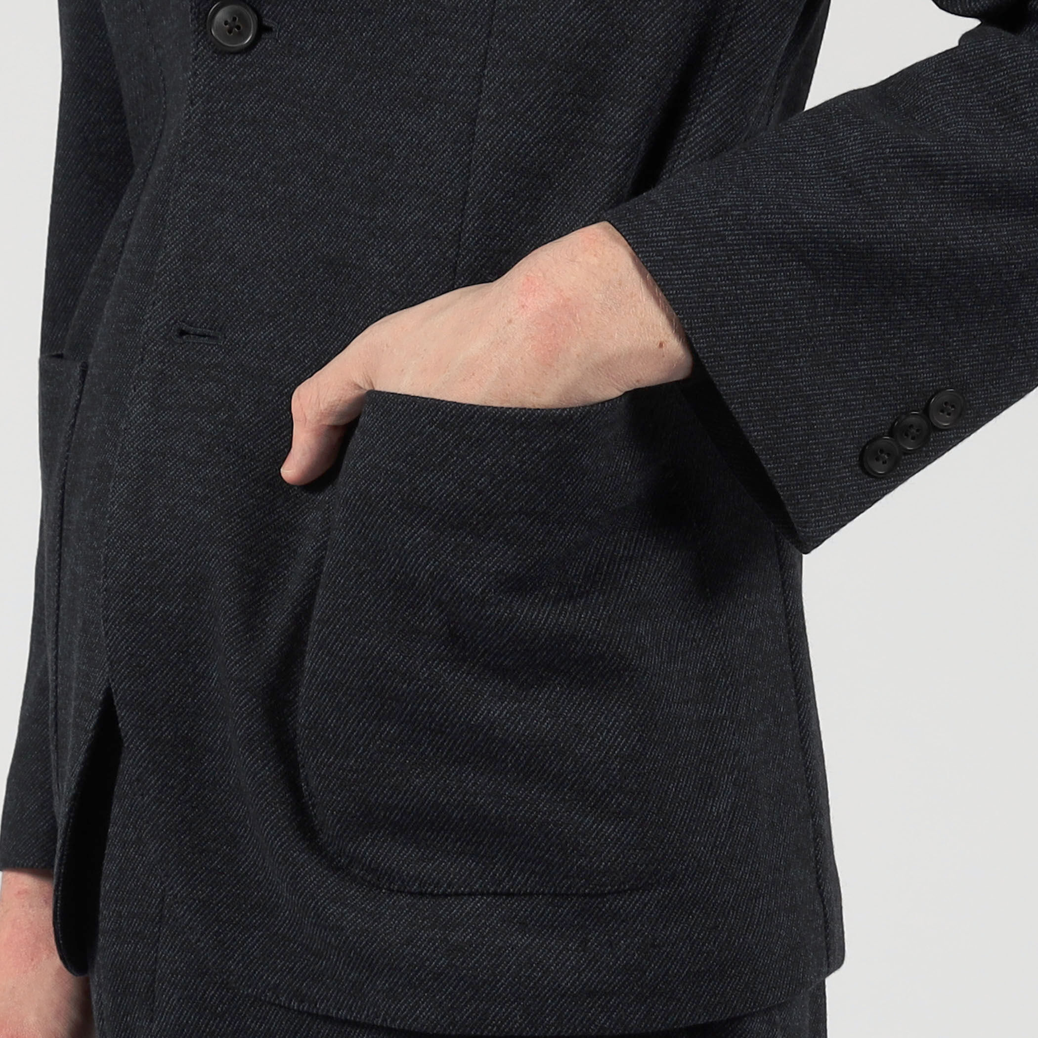 ウールコットン ダブルジャガード シングルブレステッド2Bジャケット