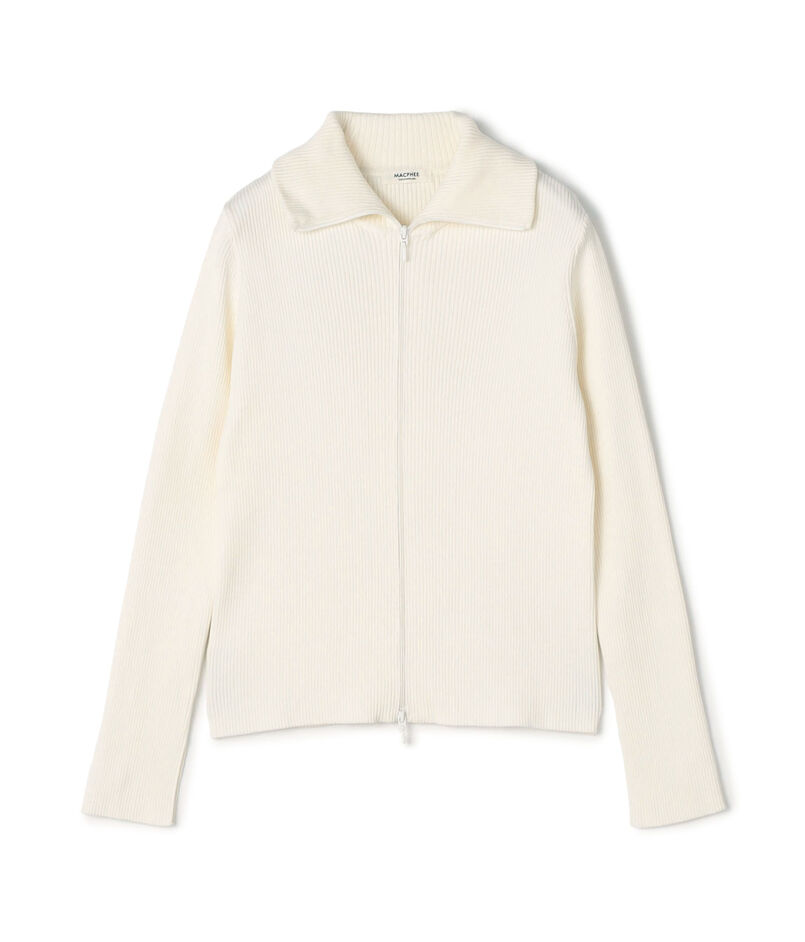 コットンリブ ジップアップカーディガン