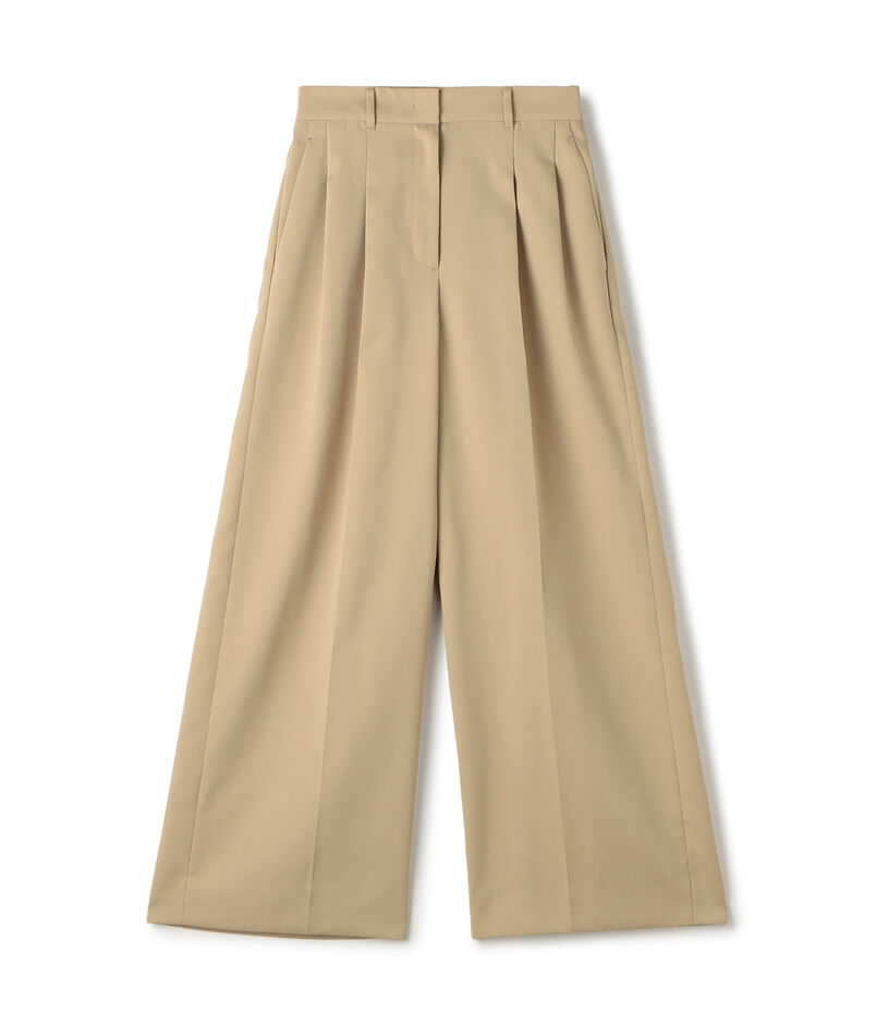 コットンライクサテン 2タックワイドパンツ