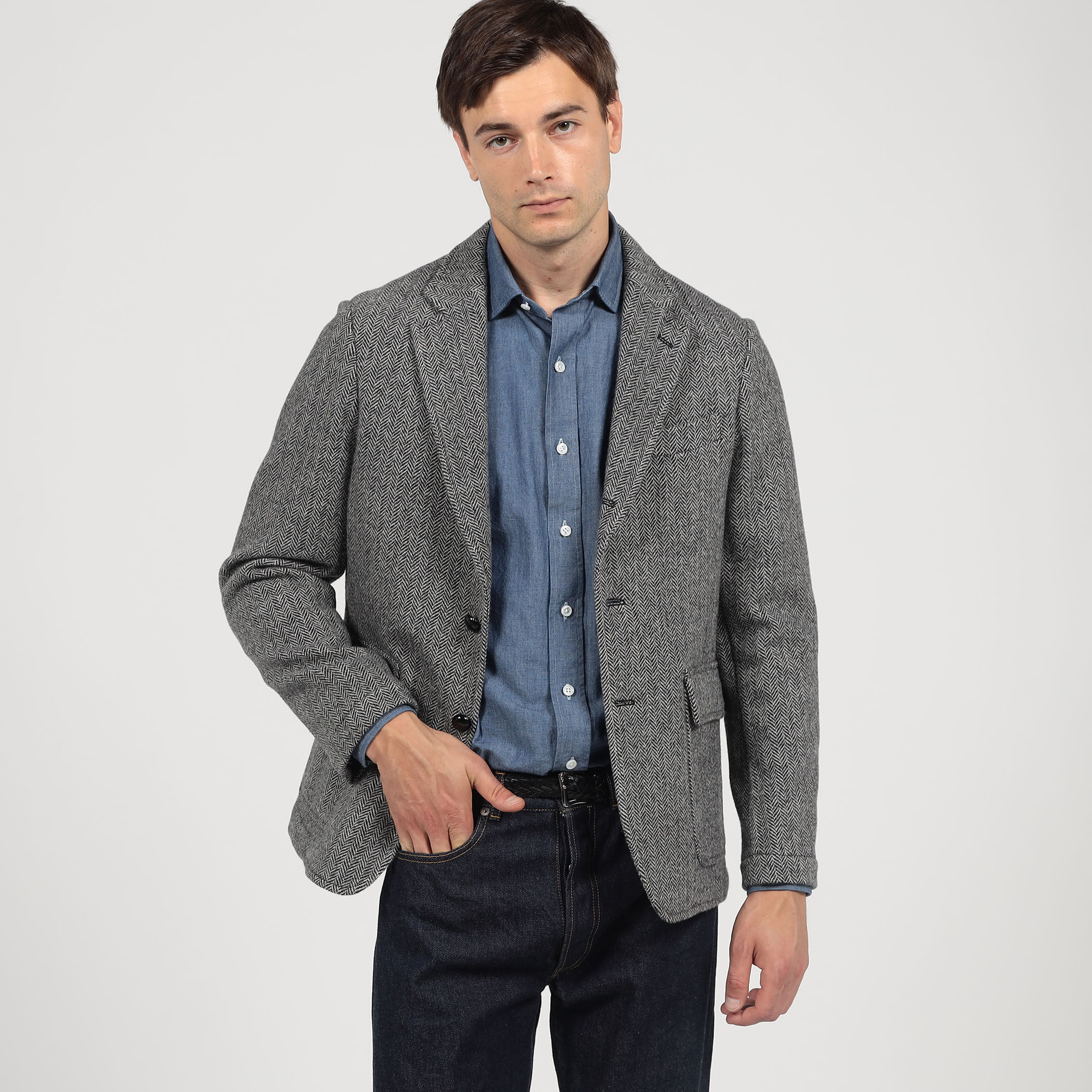 ブリティッシュウールツイード シングルブレステッド3Bジャケット