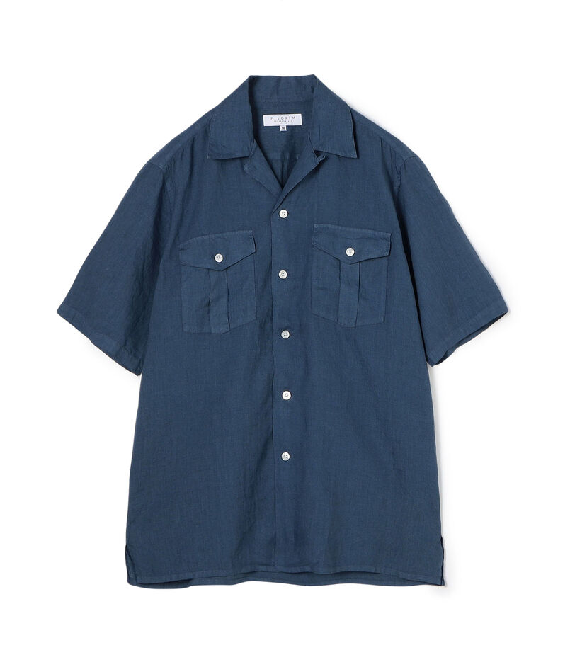 リネン ダブルポケットハーフスリーブシャツ