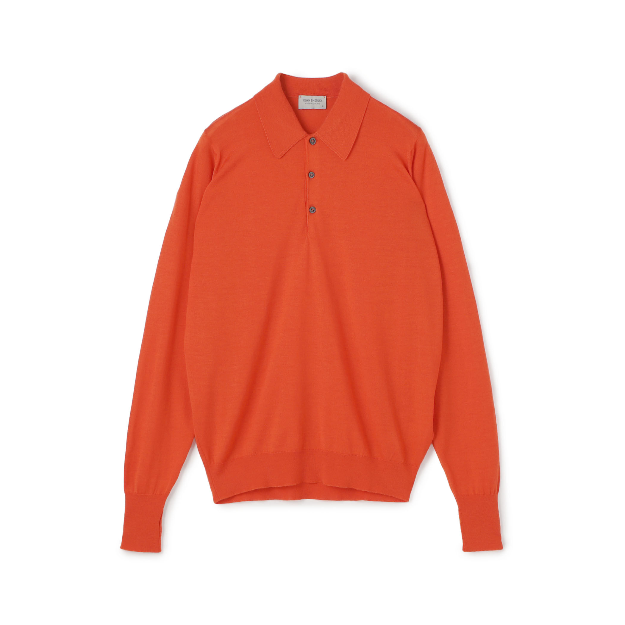 JOHN SMEDLEYイギリス製 ニットポロシャツ エルメスオレンジ 英国製 JOHN SMEDLEY DORSET メリノウール ポロカラープルオーバー