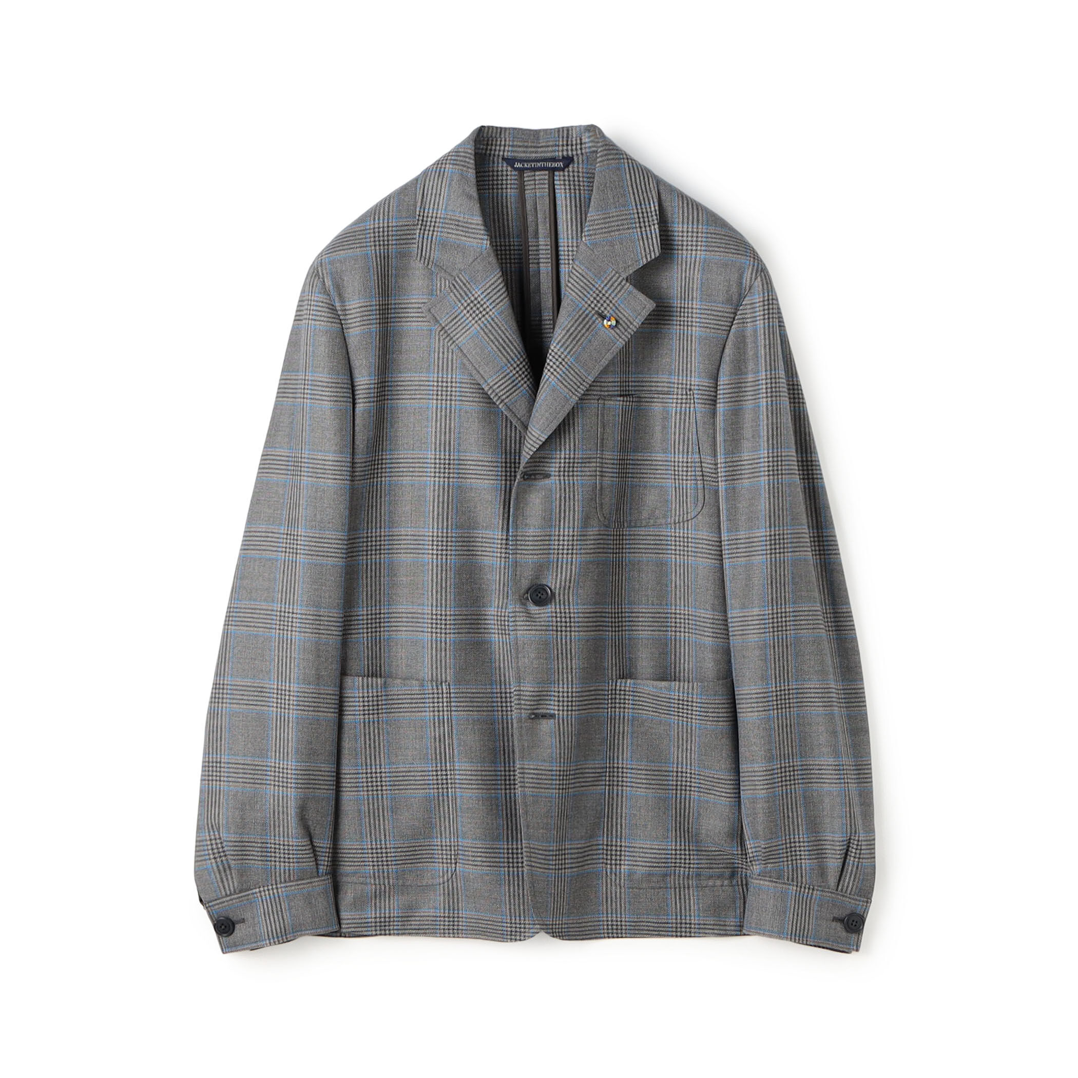 Belvest グレー系チェック テーラードジャケット Belvest ウールグレンチェック 3Bアトリエジャケット