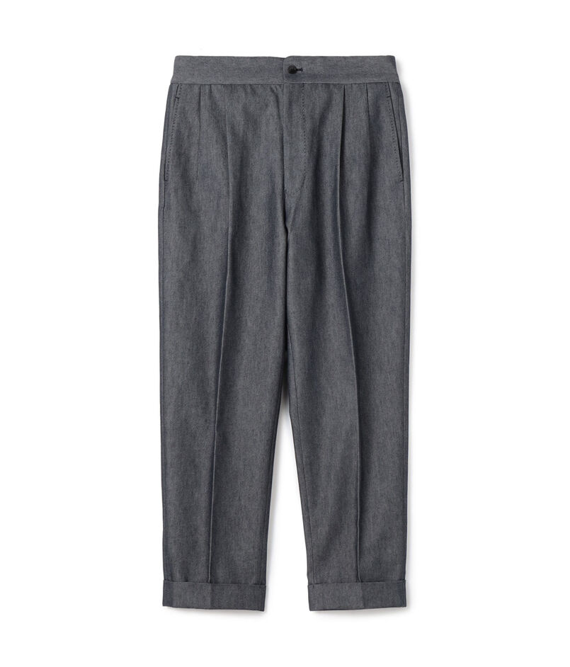 コットンカシミヤ バックベルト ペグトップスラックス SONDRIO