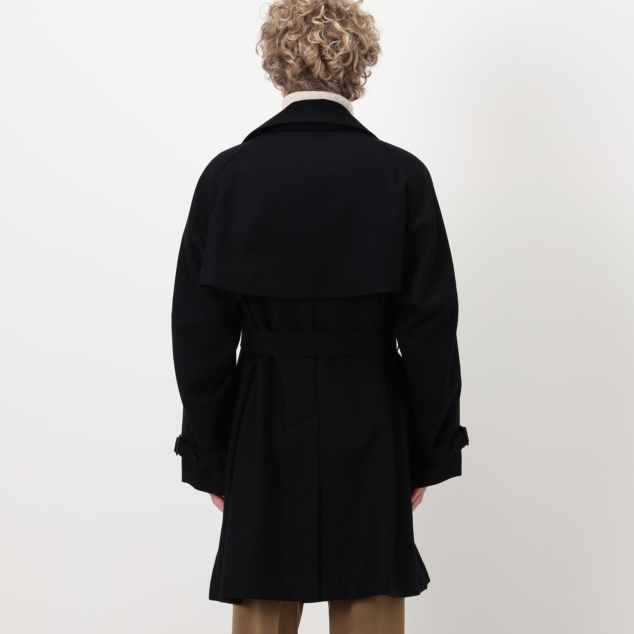 The CLASIK ブラック トレンチコート 別注】The CLASIK TRENCH COAT ウールフランネルトレンチコート