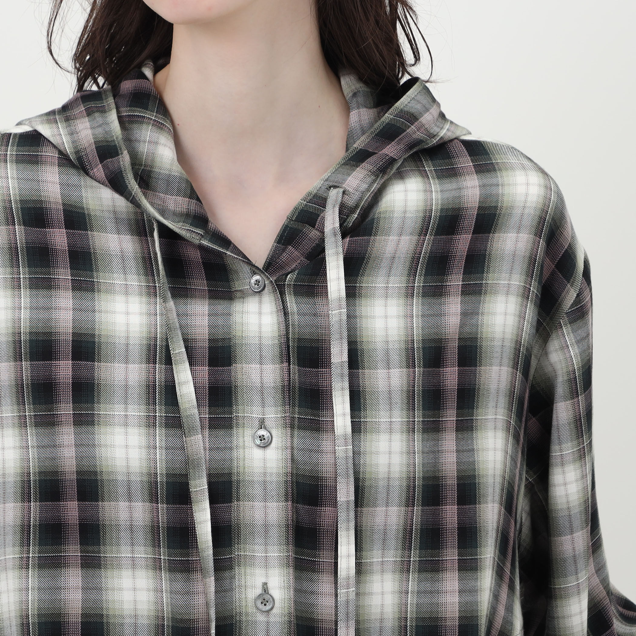 Acne Studios チェック フーデッドオーバーシャツ｜トゥモローランド