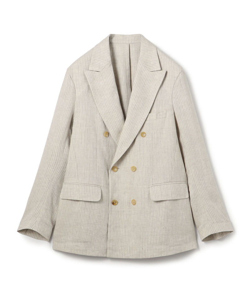 リネンアムンゼンストライプ ダブルブレステッド6Bジャケット