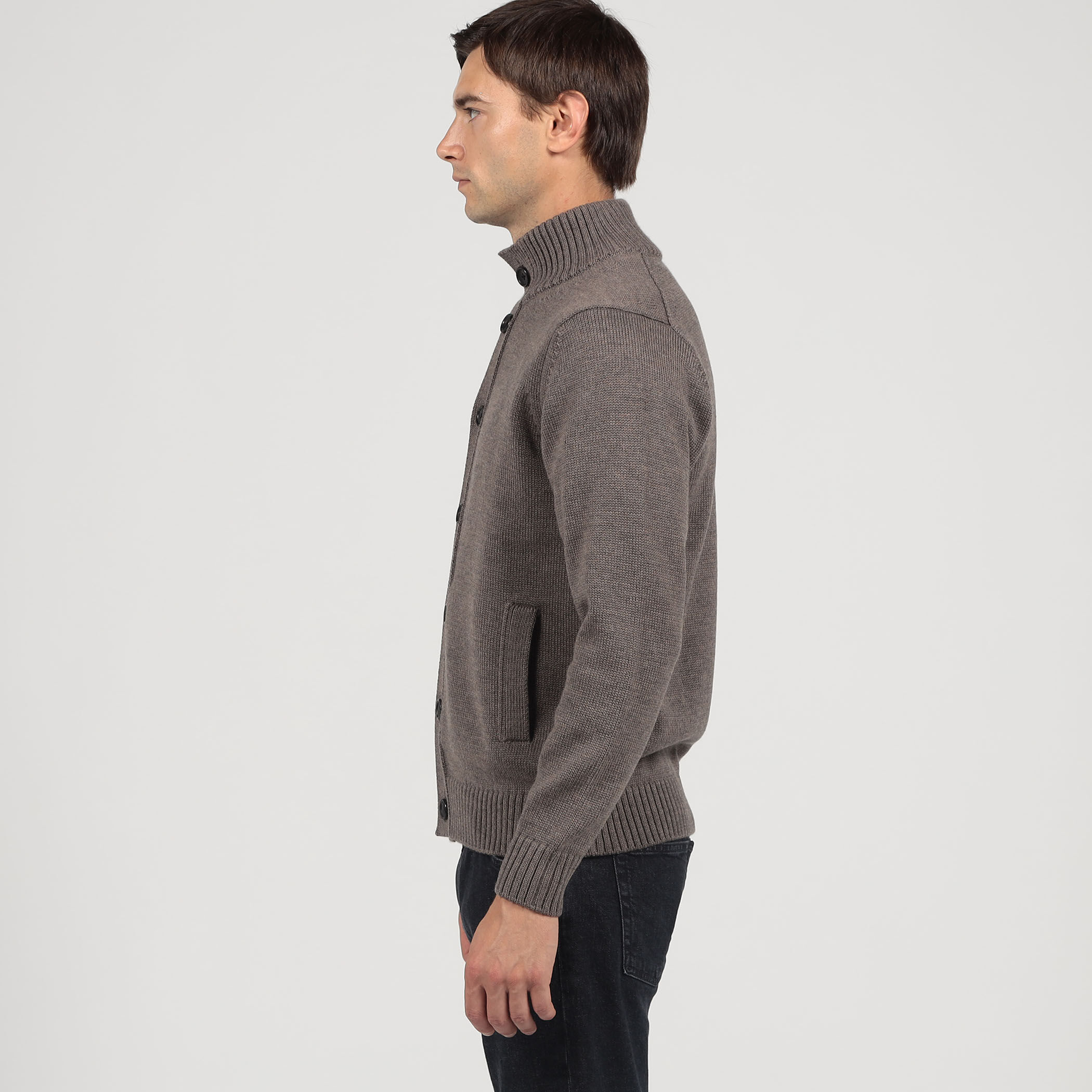 TOMORROWLAND tricot ウール スタンドカラーニットカーディガン