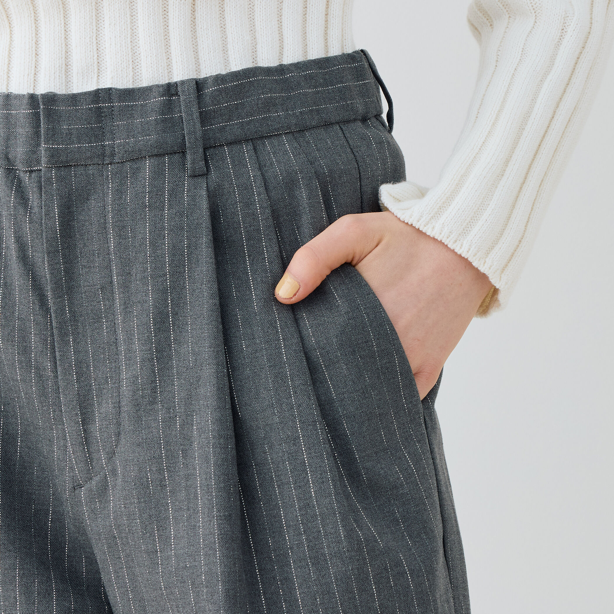 skygrayページです □コットンオックスストレッチ イージータックパンツ