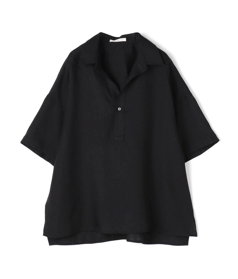 リネンポプリン ポロカラーブラウス