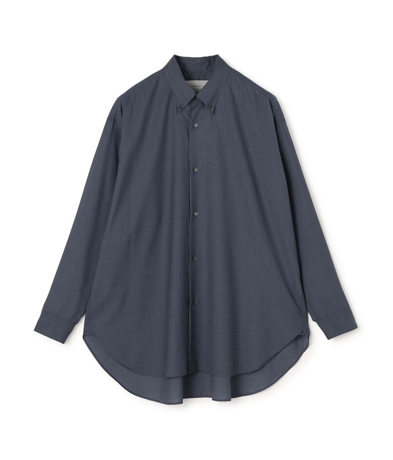 ウールポリエステルボイル ボタンダウンロングシャツ