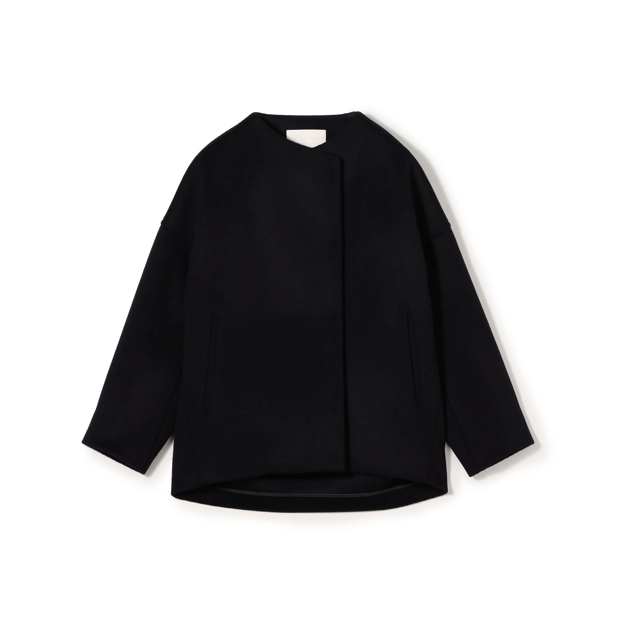 美品✨ニトカ　ウールカシミヤ　ビーバー　コクーンショートコート　黒　サイズ1 SHIPS any: ウール ミックス コクーン ショート Pコート