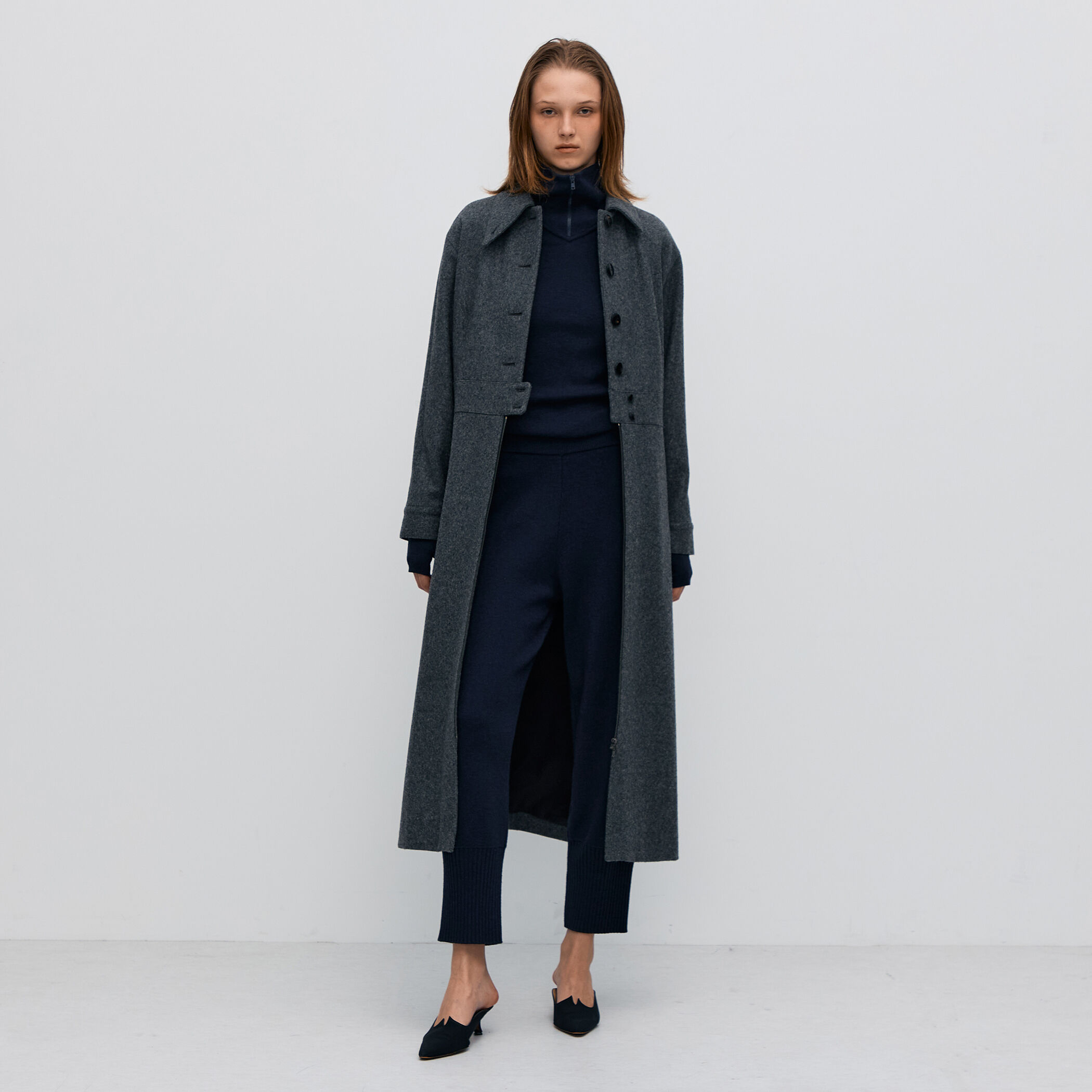 ウールメルトン ワンピースロングコート｜トゥモローランド 公式通販