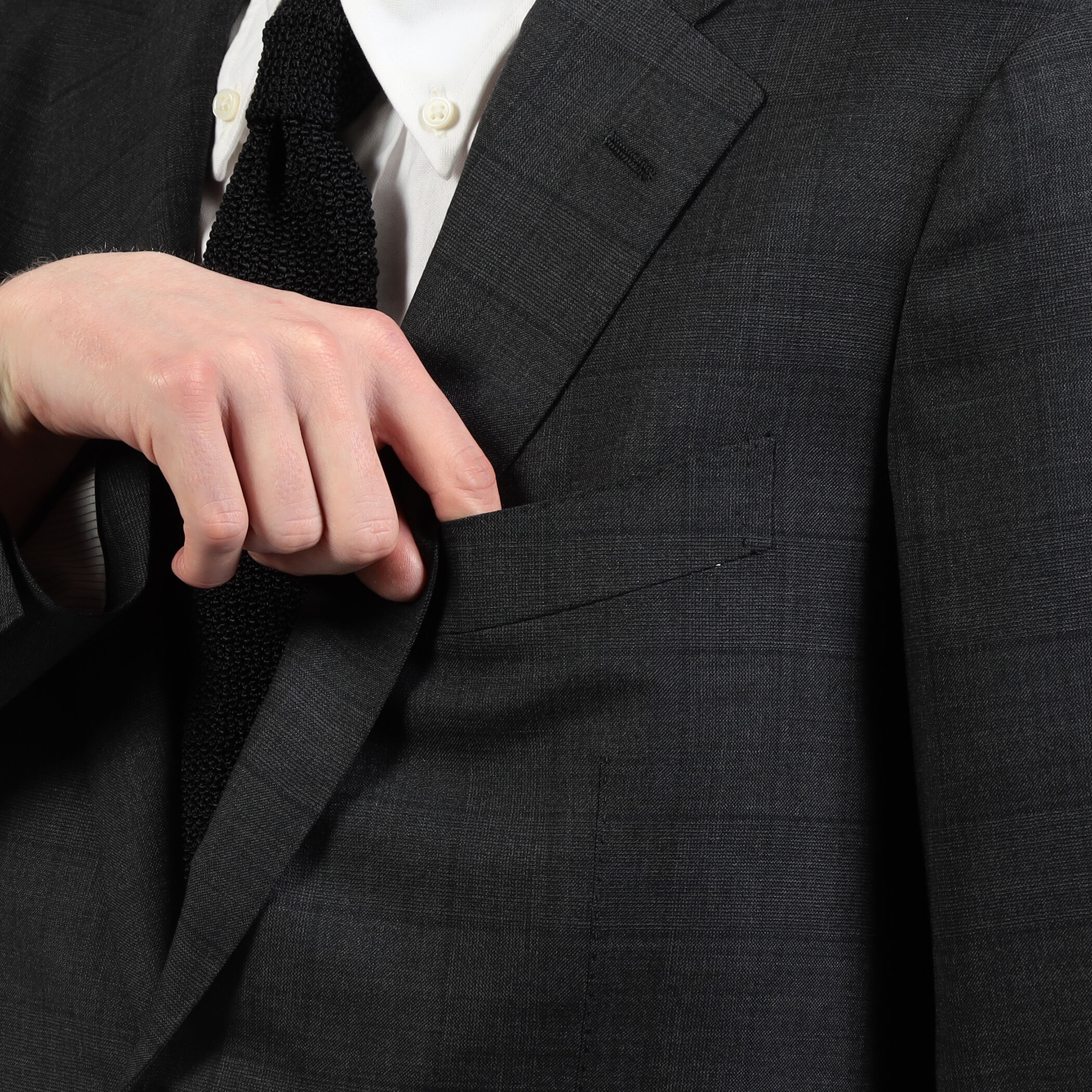 Super150'sウール グレンチェック シングルブレステッド2Bスーツ