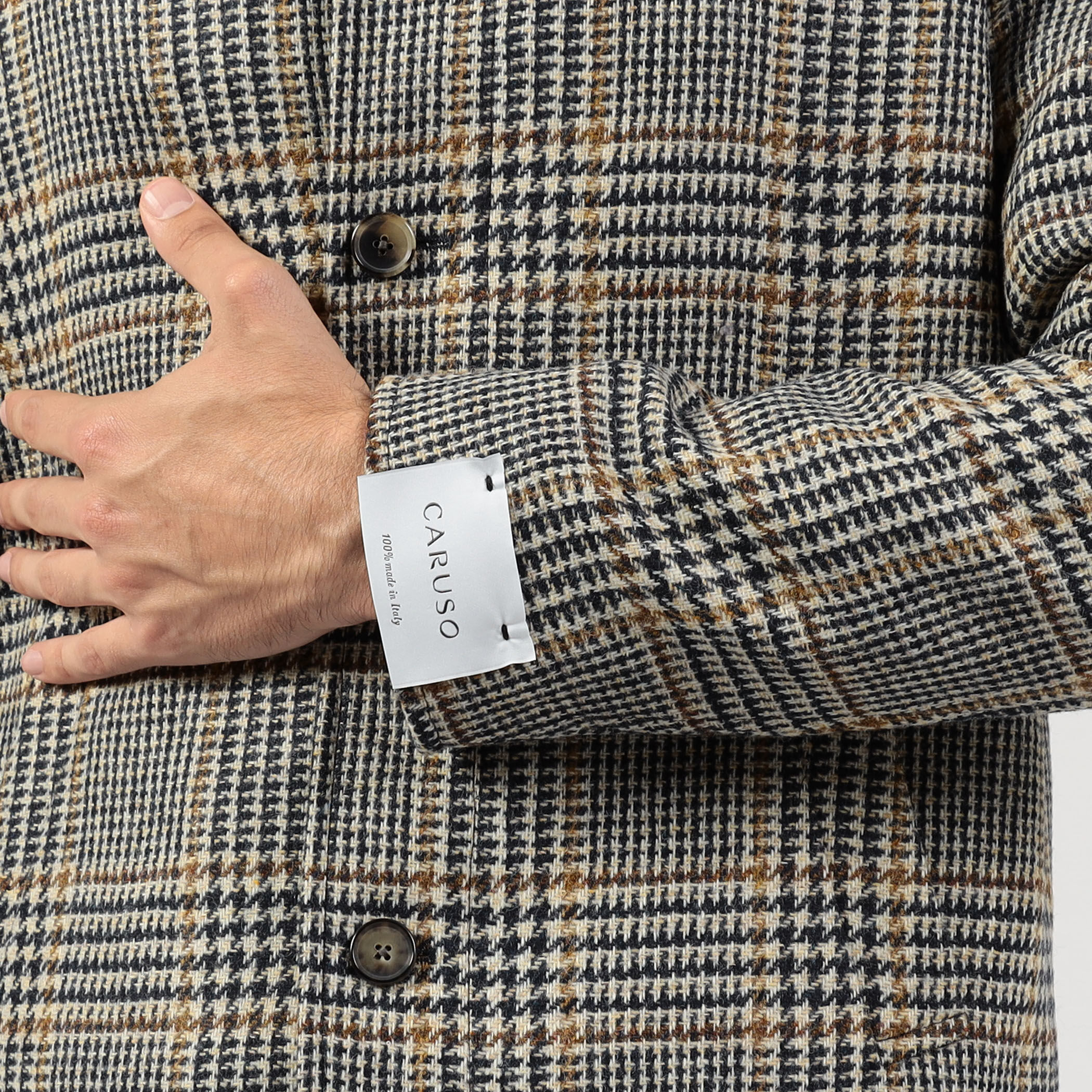 別注】CARUSO ウールグレンチェック ショートブルゾン