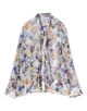 ブルームスケーププリント ボウタイナローブラウス