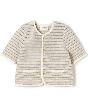 ジャカードボーダー ハーフスリーブジャケット