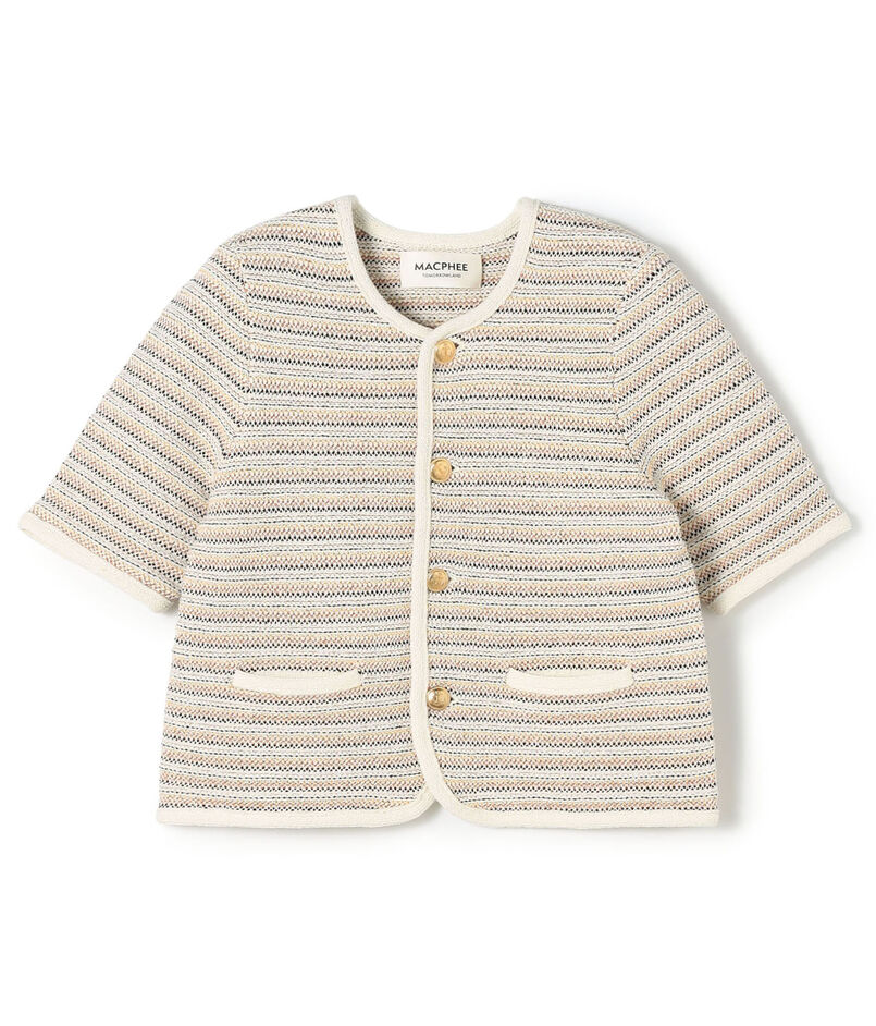 ジャカードボーダー ハーフスリーブジャケット