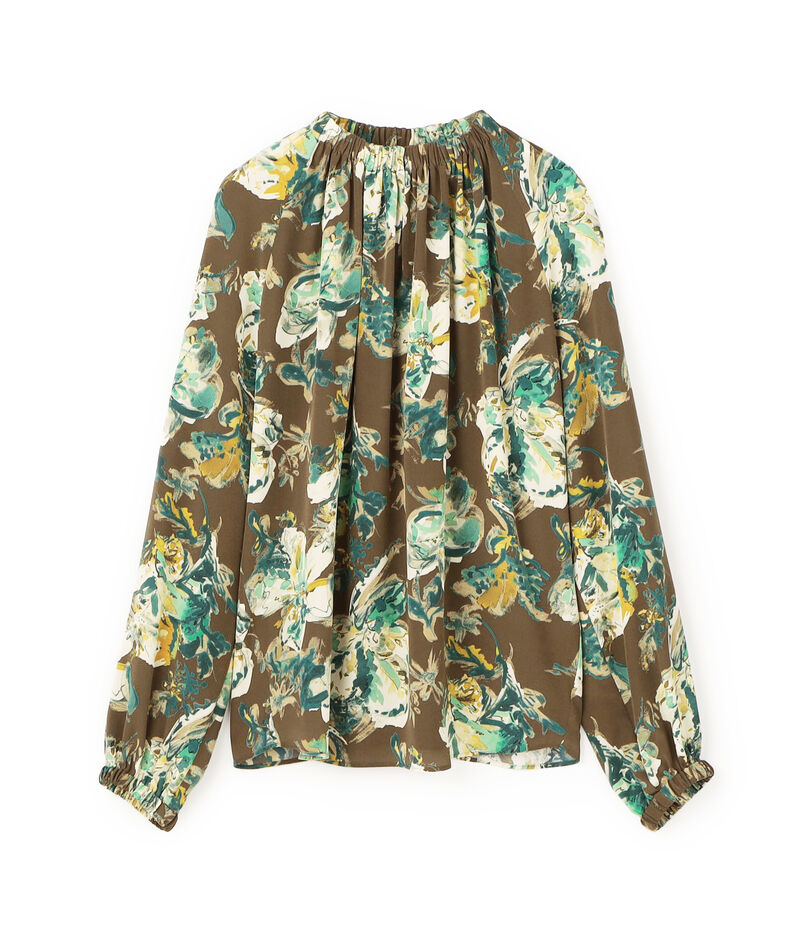 オータムガーデンプリント ネックギャザーブラウス